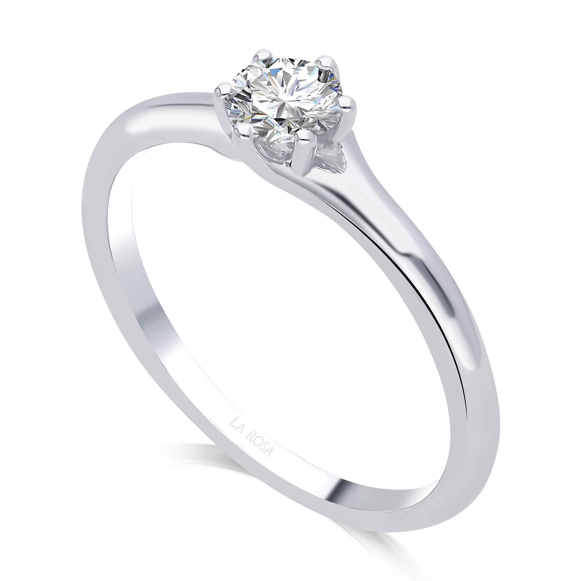 INEL DE LOGODNA LRY619 DIN AUR ALB 18K CU DIAMANT ROTUND - Bijuterii LA ROSA