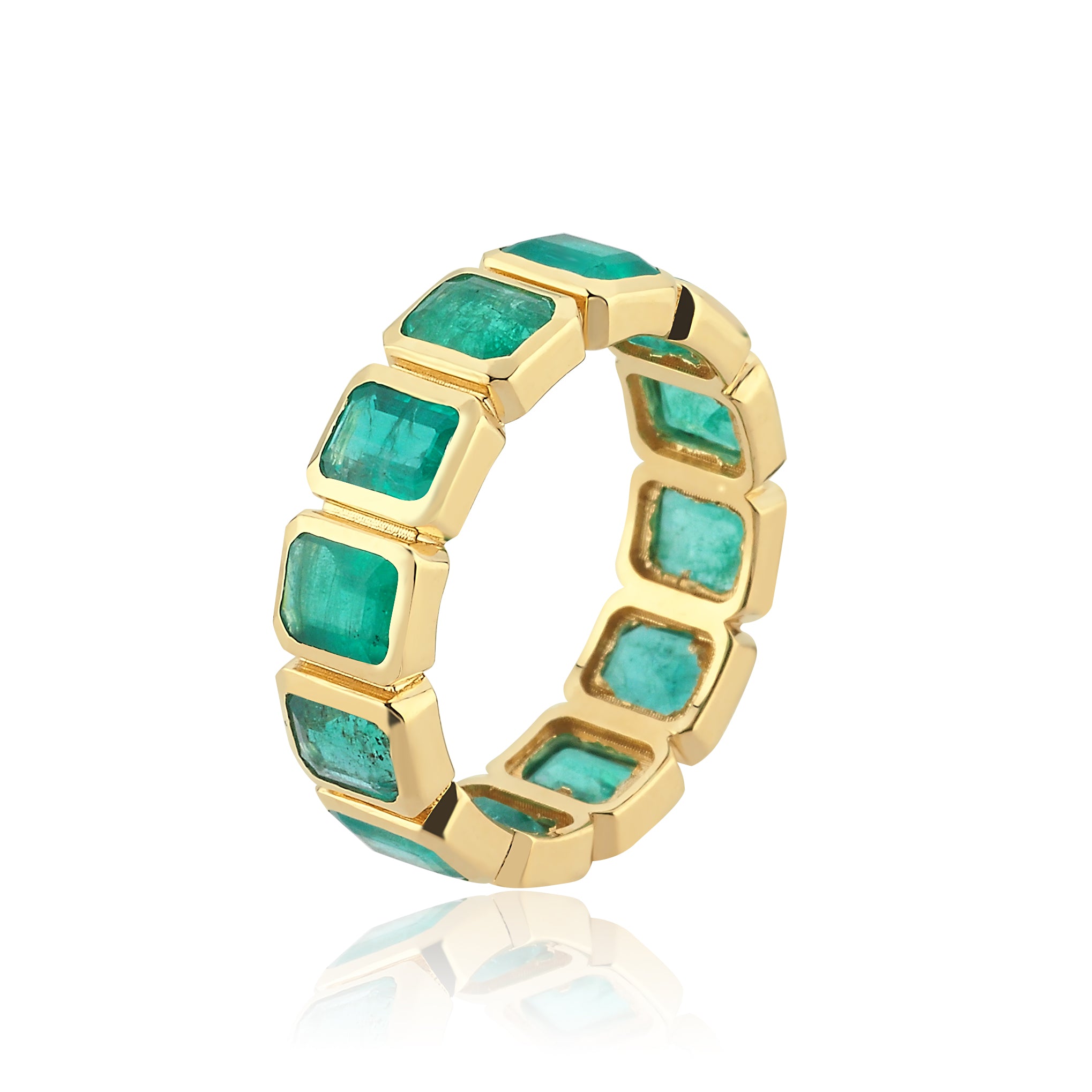 Inel eternity R004554 aur galben 14k cu smaralde 4.39ct