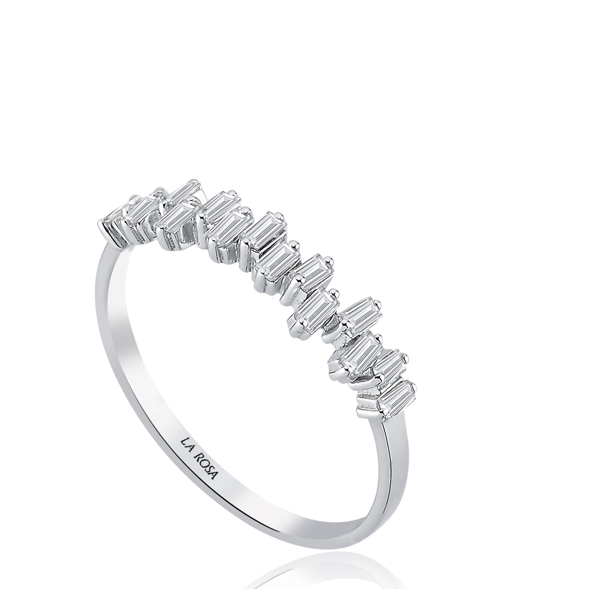 Inel MD32613 din aur alb 14k cu diamante baghete - Bijuterii LA ROSA