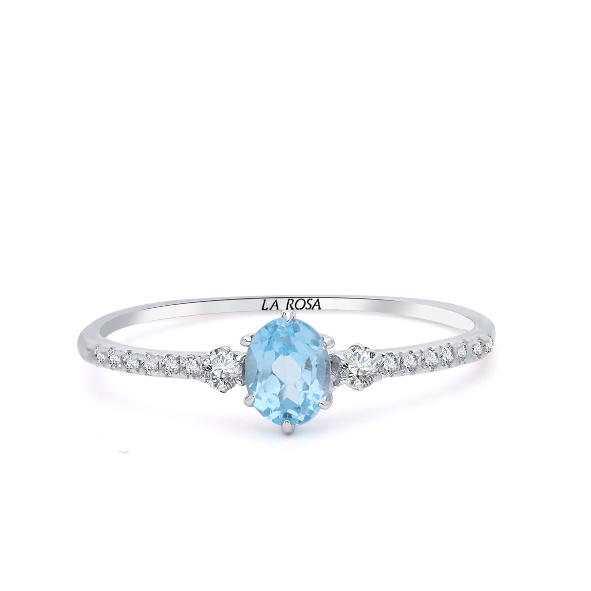 Inel MD34498 din aur alb 14k cu safir oval si diamante - Bijuterii LA ROSA