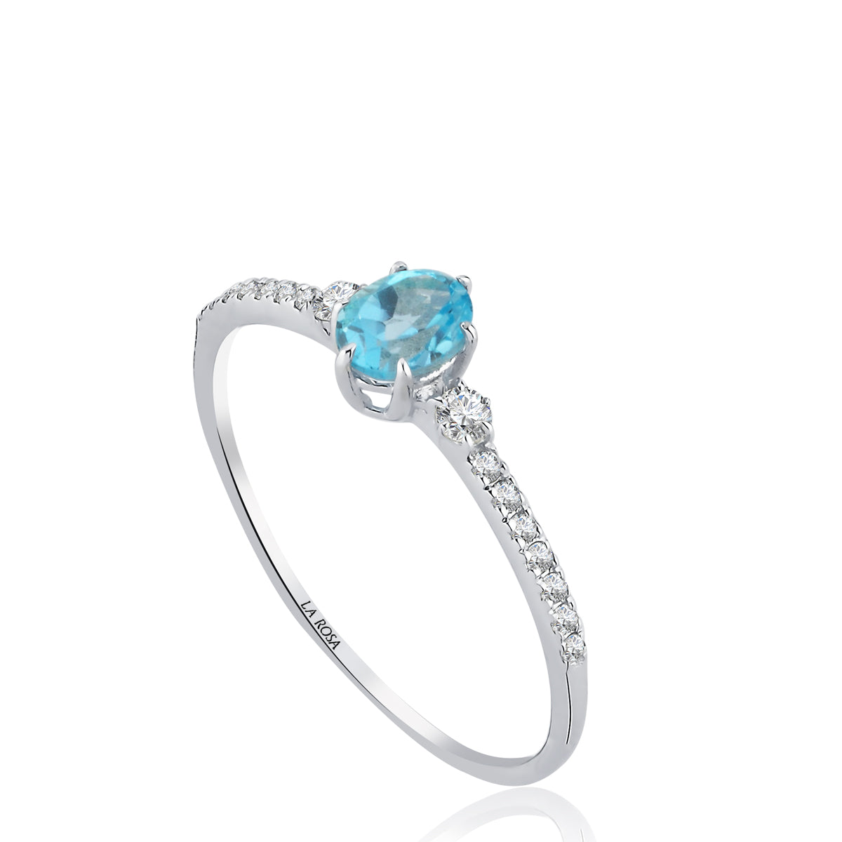 Inel MD34498 din aur alb 14k cu safir oval si diamante - Bijuterii LA ROSA