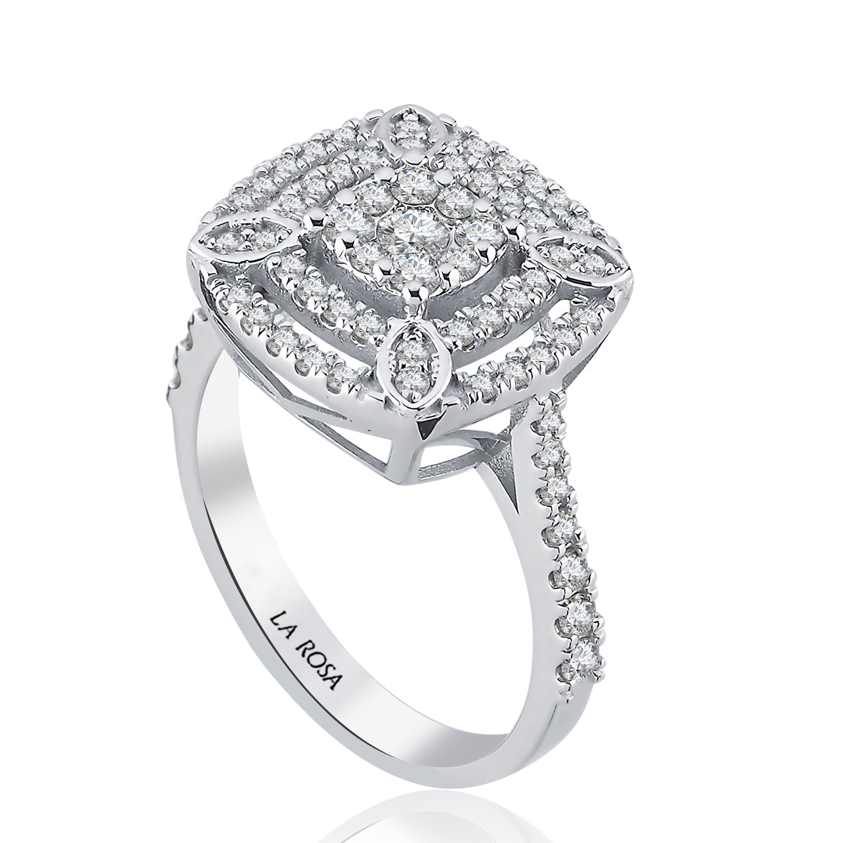 Inel MD39728 din aur alb 14k forma patrat cu diamante - Bijuterii LA ROSA