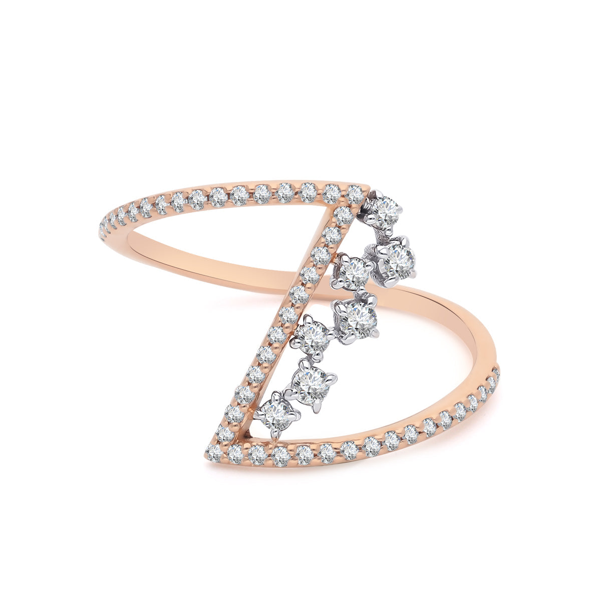 Inel MD56197 din aur roz si aur alb 14k cu diamante - Bijuterii LA ROSA