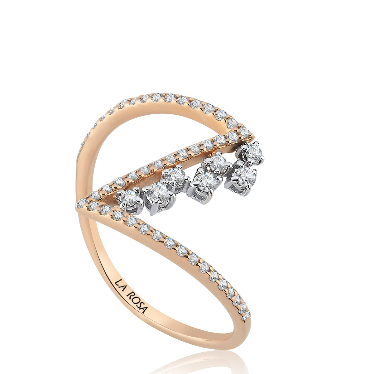Inel MD56197 din aur roz si aur alb 14k cu diamante - Bijuterii LA ROSA