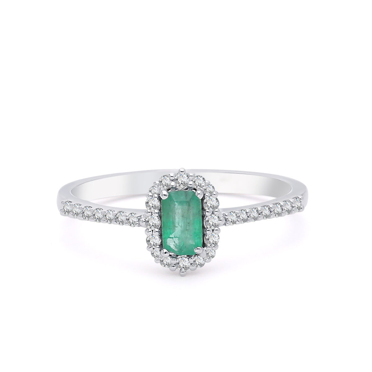INEL MD56317 DIN AUR ALB 14K CU DIAMANTE SI SMARALD - Bijuterii LA ROSA