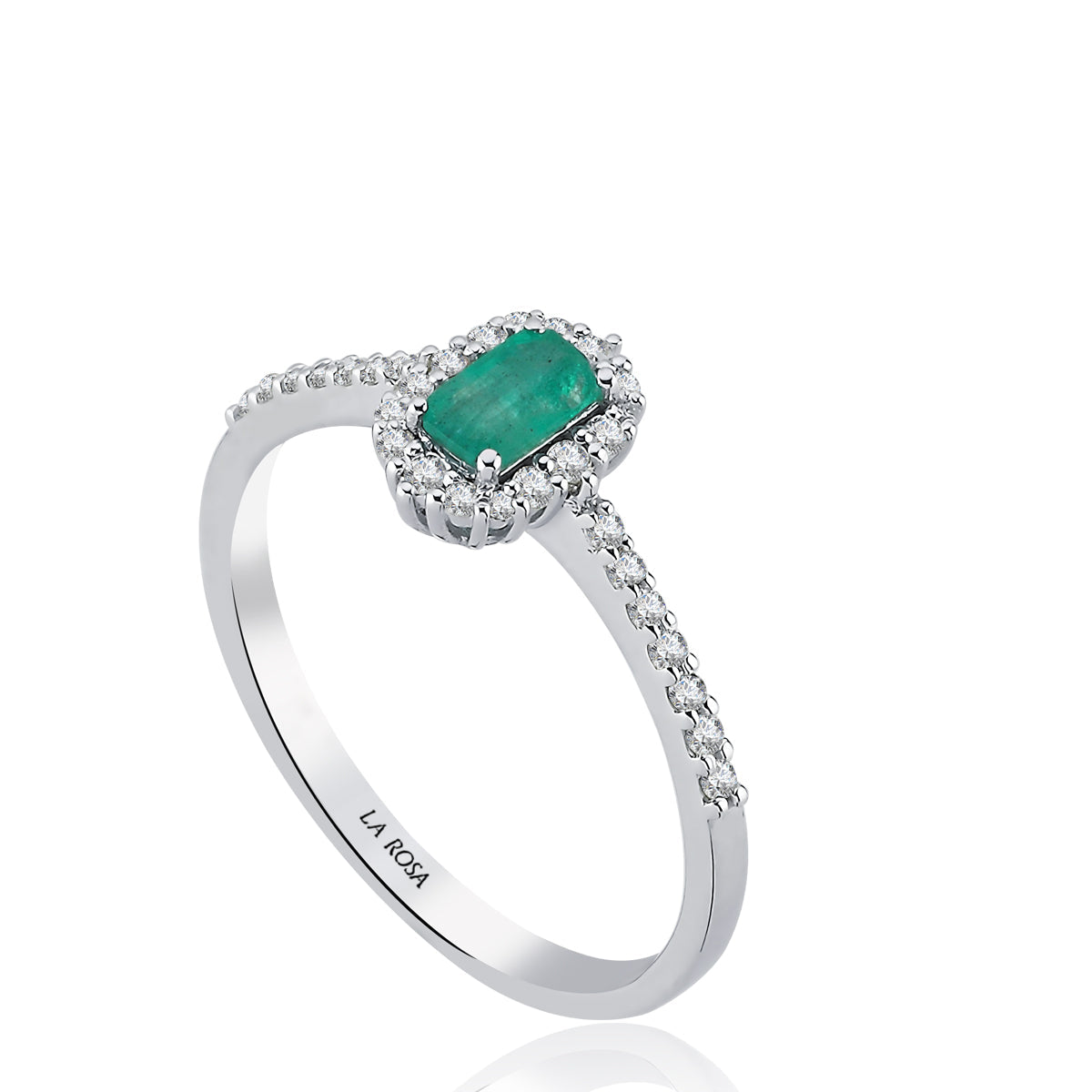 INEL MD56317 DIN AUR ALB 14K CU DIAMANTE SI SMARALD - Bijuterii LA ROSA