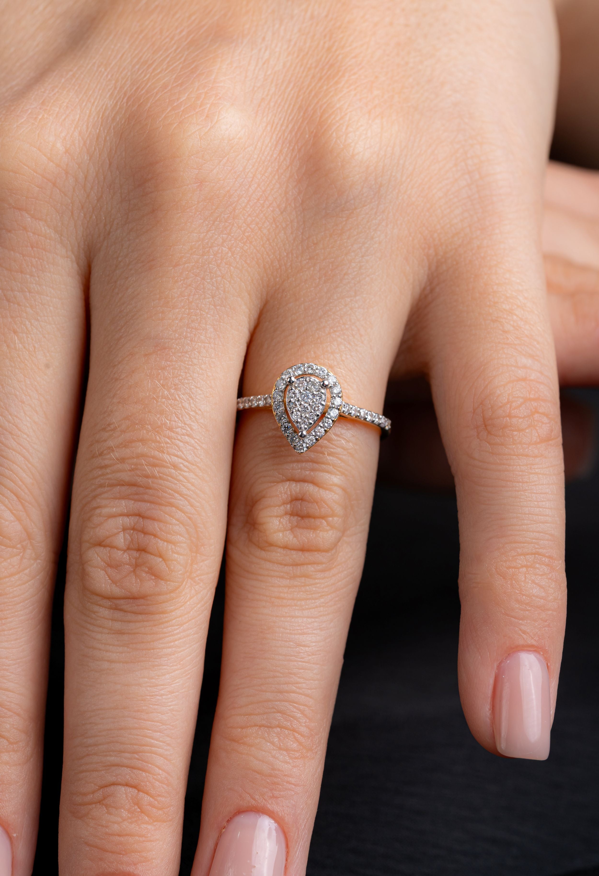 Inel MD59292 forma para aur galben 18k cu diamante naturale 0.42ct