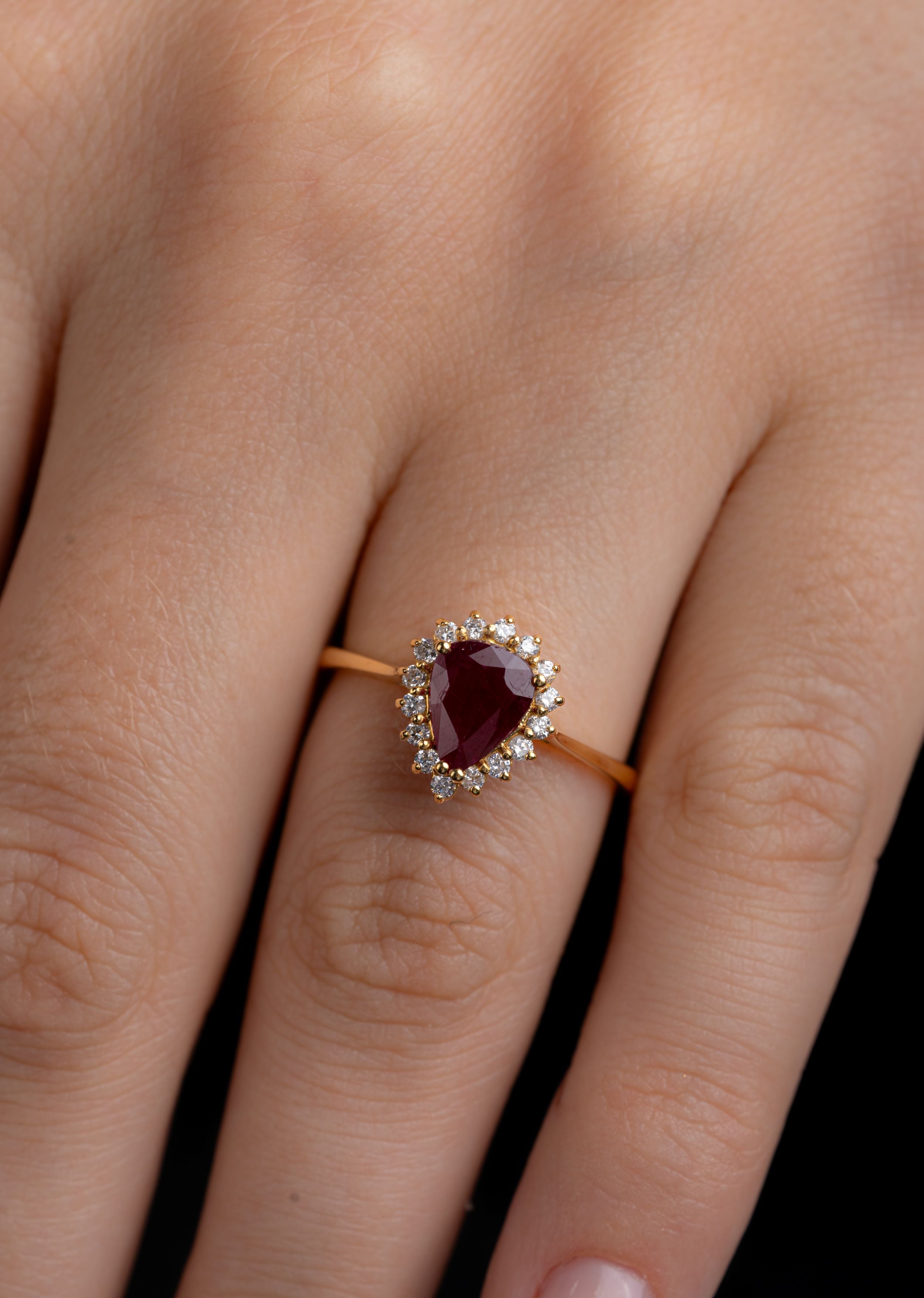 Inel MD61991 aur roz 18k cu rubin 1.07ct si diamante naturale 0.20ct
