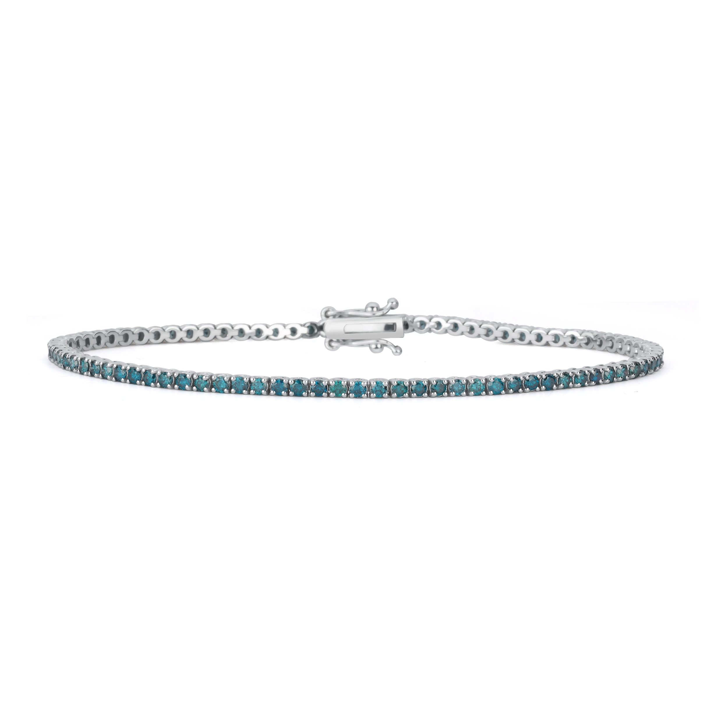 Bratara din aur alb 18k cu diamante naturale albastre