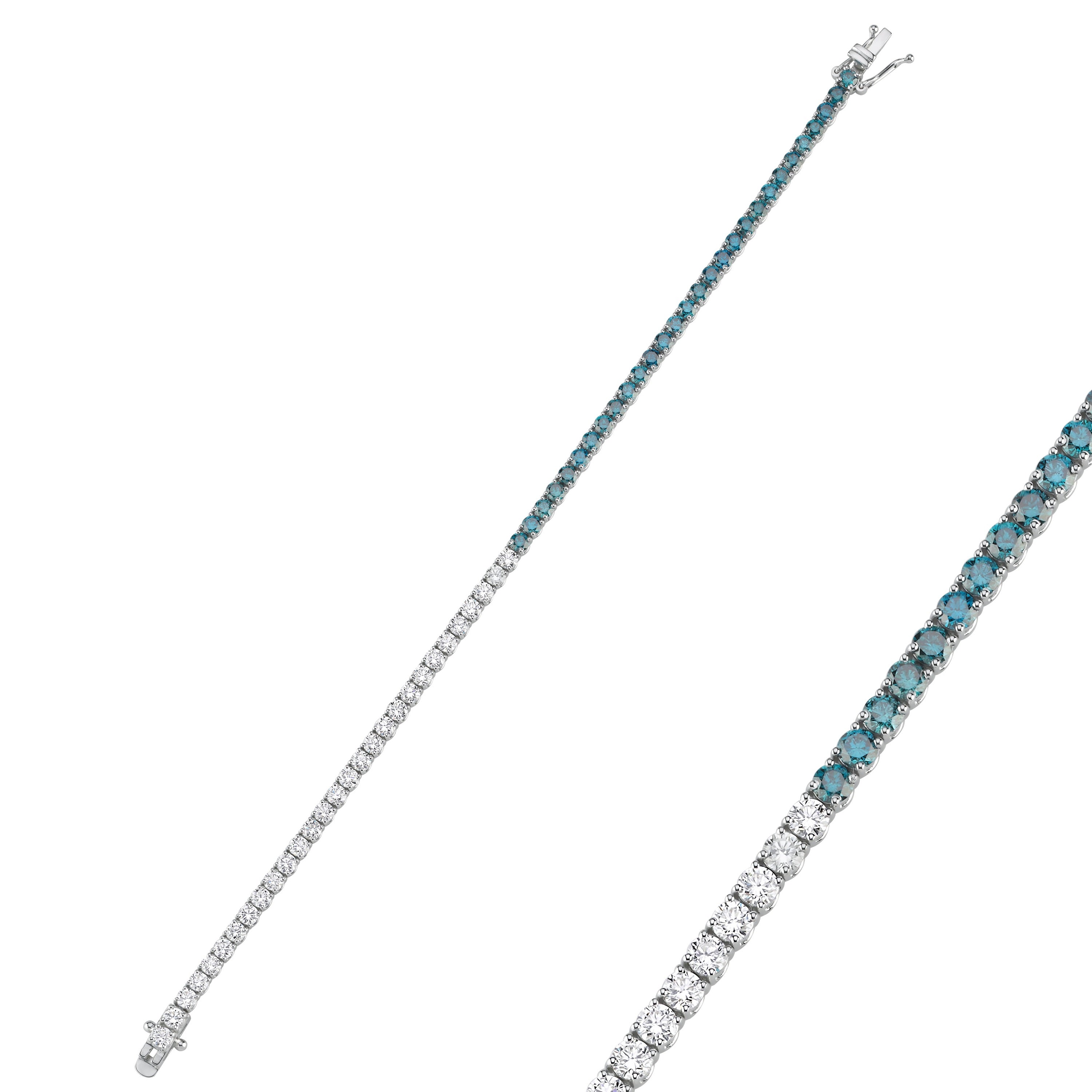 Bratara LRB089 din aur alb 18k cu diamante naturale albastre 2.77ct si diamante naturale 2.68ct