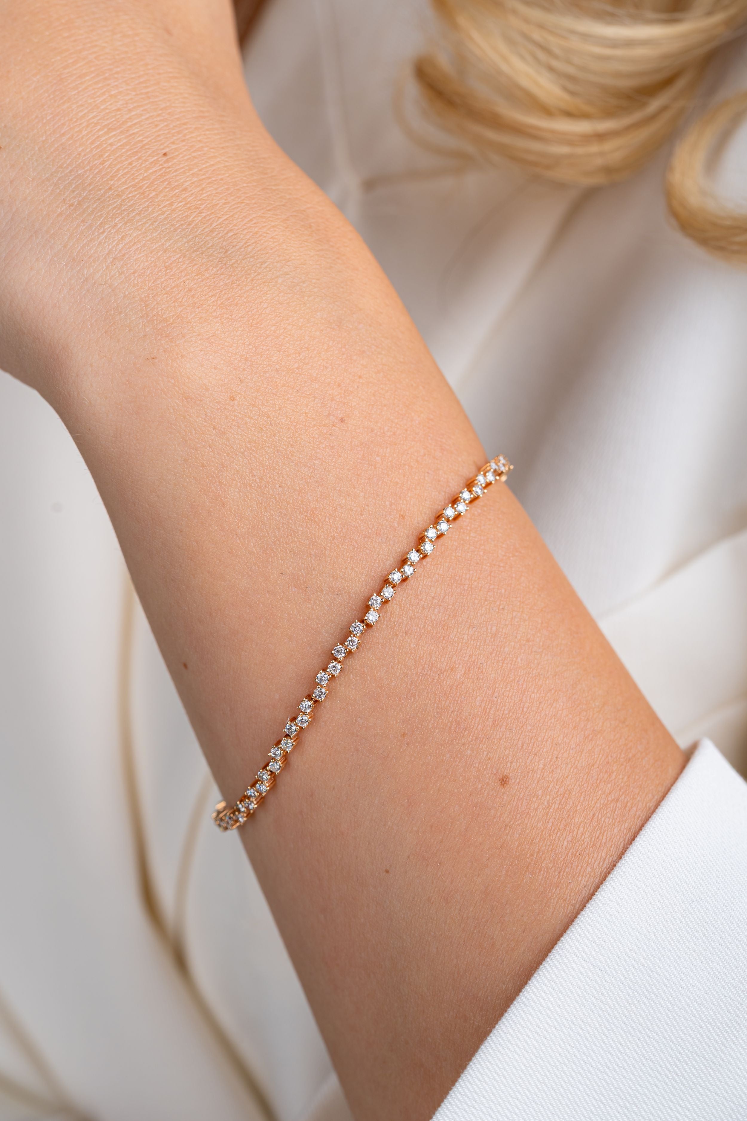 Bratara tennis MD40301 aur roz 14k cu diamante naturale rotunde 1.75ct