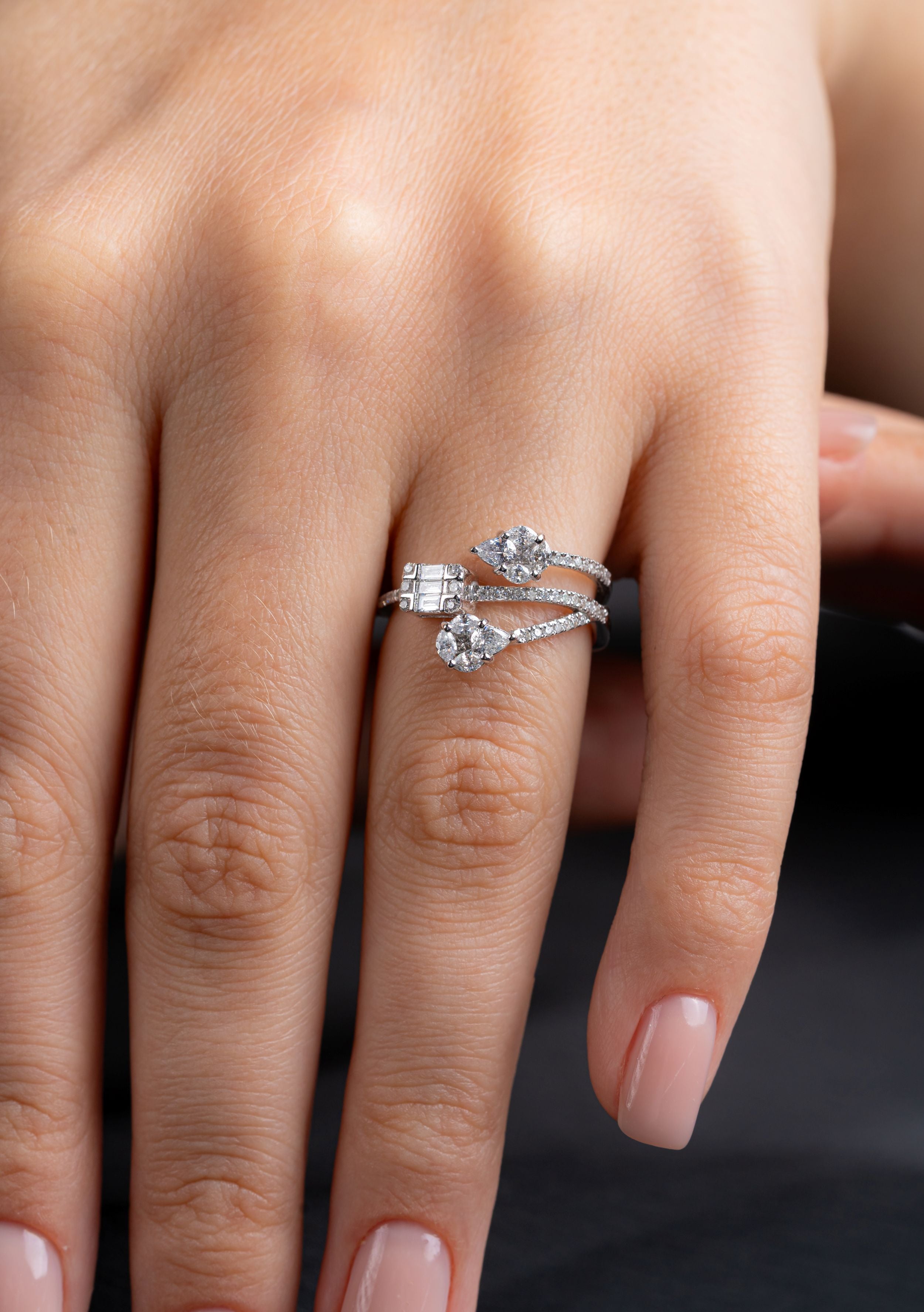 Inel Md53225 din Aur Alb 14K cu Diamante Naturale