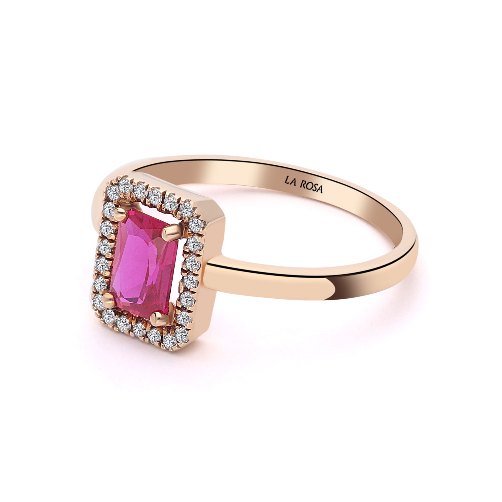 INEL R001637 din aur roz 14k cu diamante si rubin - Bijuterii LA ROSA
