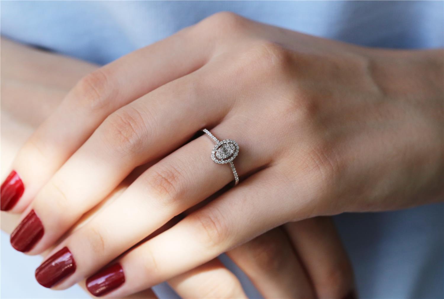 Inel R003307 din aur alb 14k cu diamante - Bijuterii LA ROSA