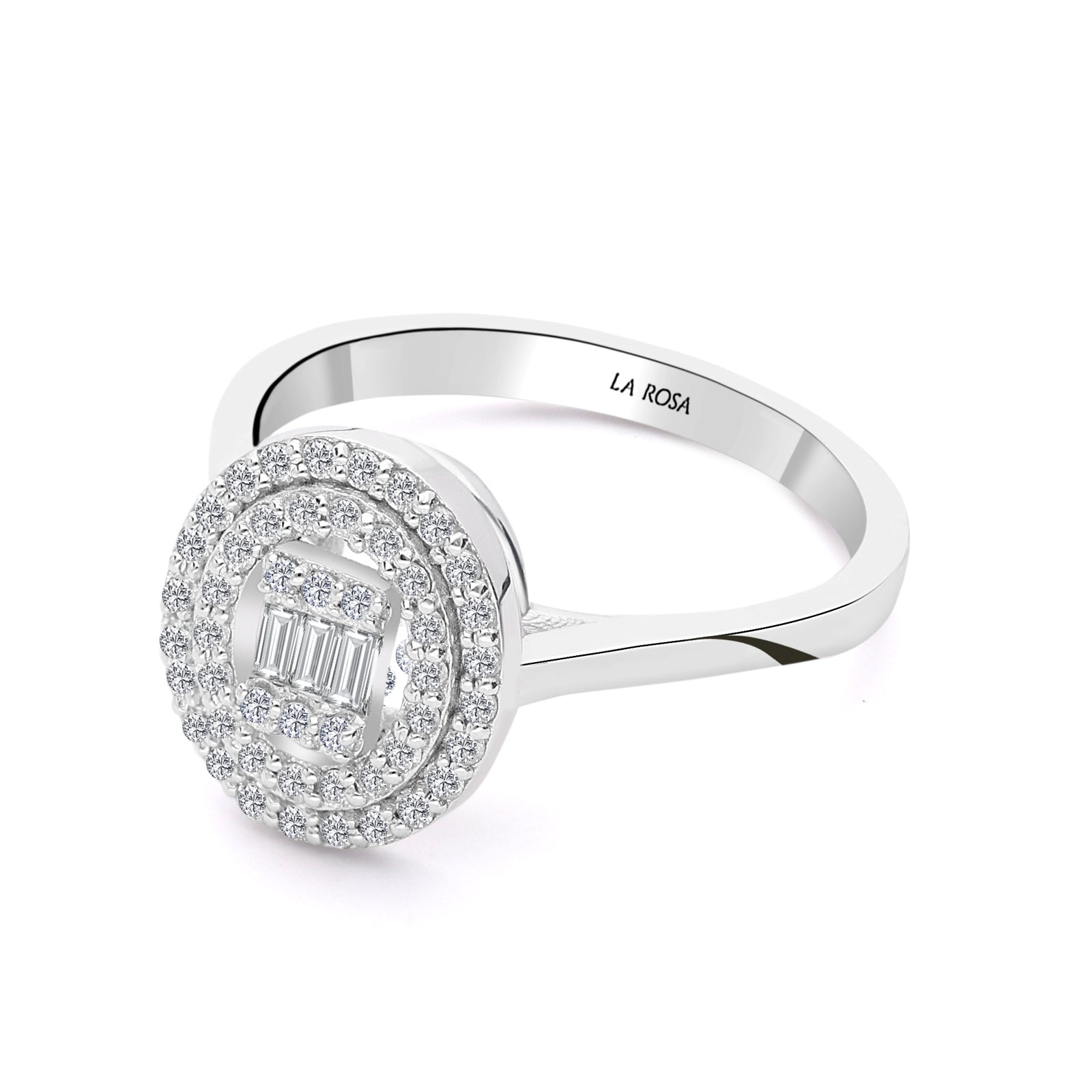 INEL R003630 DIN AUR ALB 14K FORMA OVALA CU DIAMANTE - Bijuterii LA ROSA
