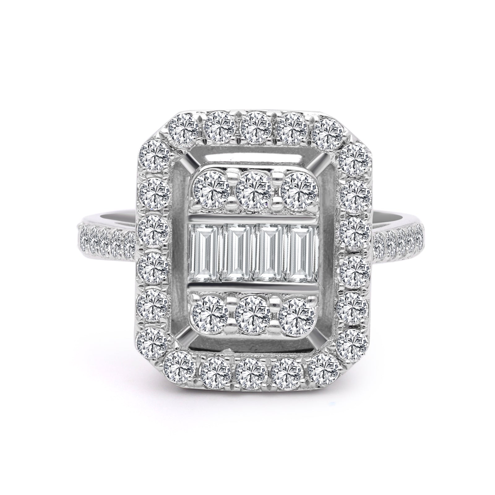 INEL CASETTE R003833 DIN AUR ALB 14K CU DIAMANTE BAGHETE - Bijuterii LA ROSA