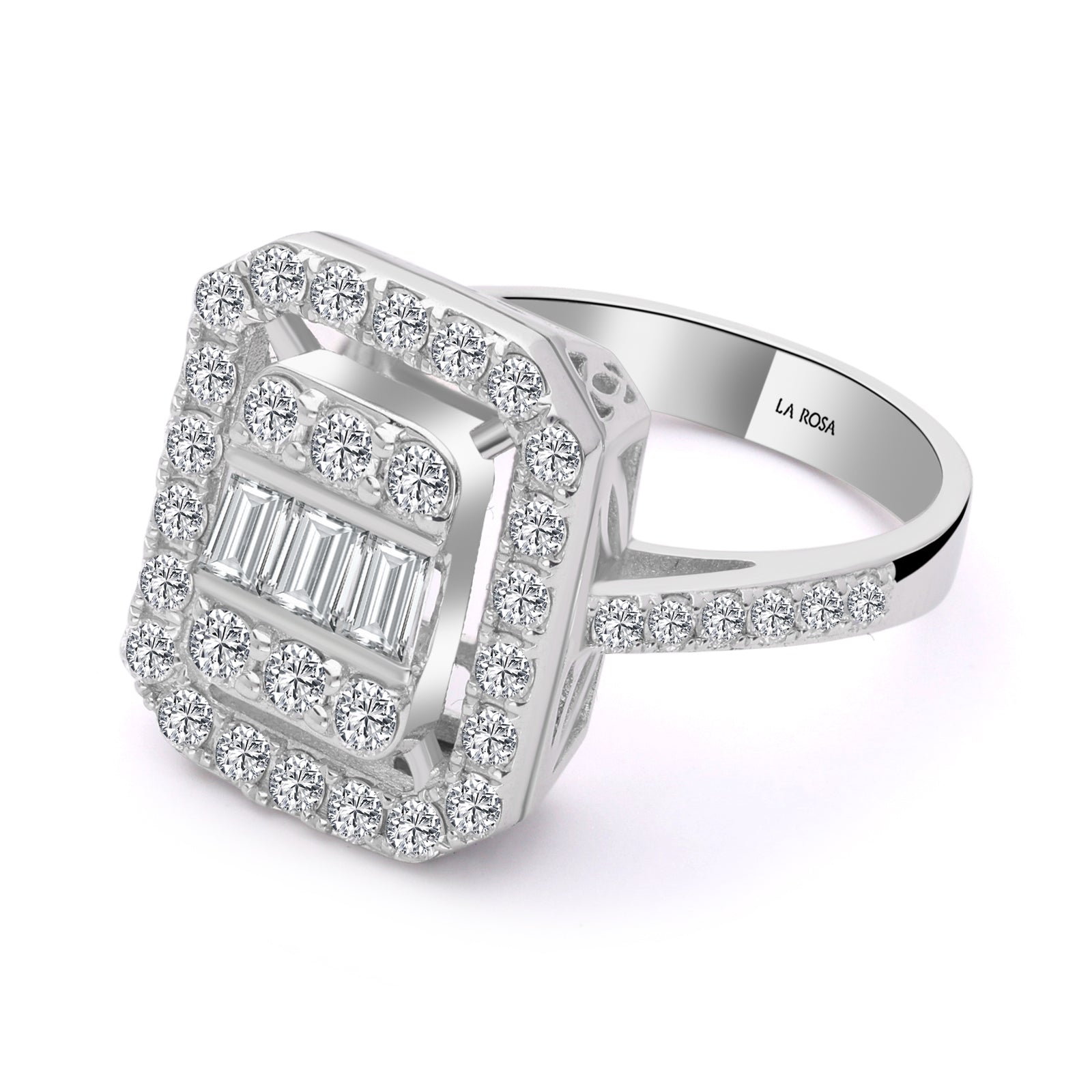 INEL CASETTE R003833 DIN AUR ALB 14K CU DIAMANTE BAGHETE - Bijuterii LA ROSA