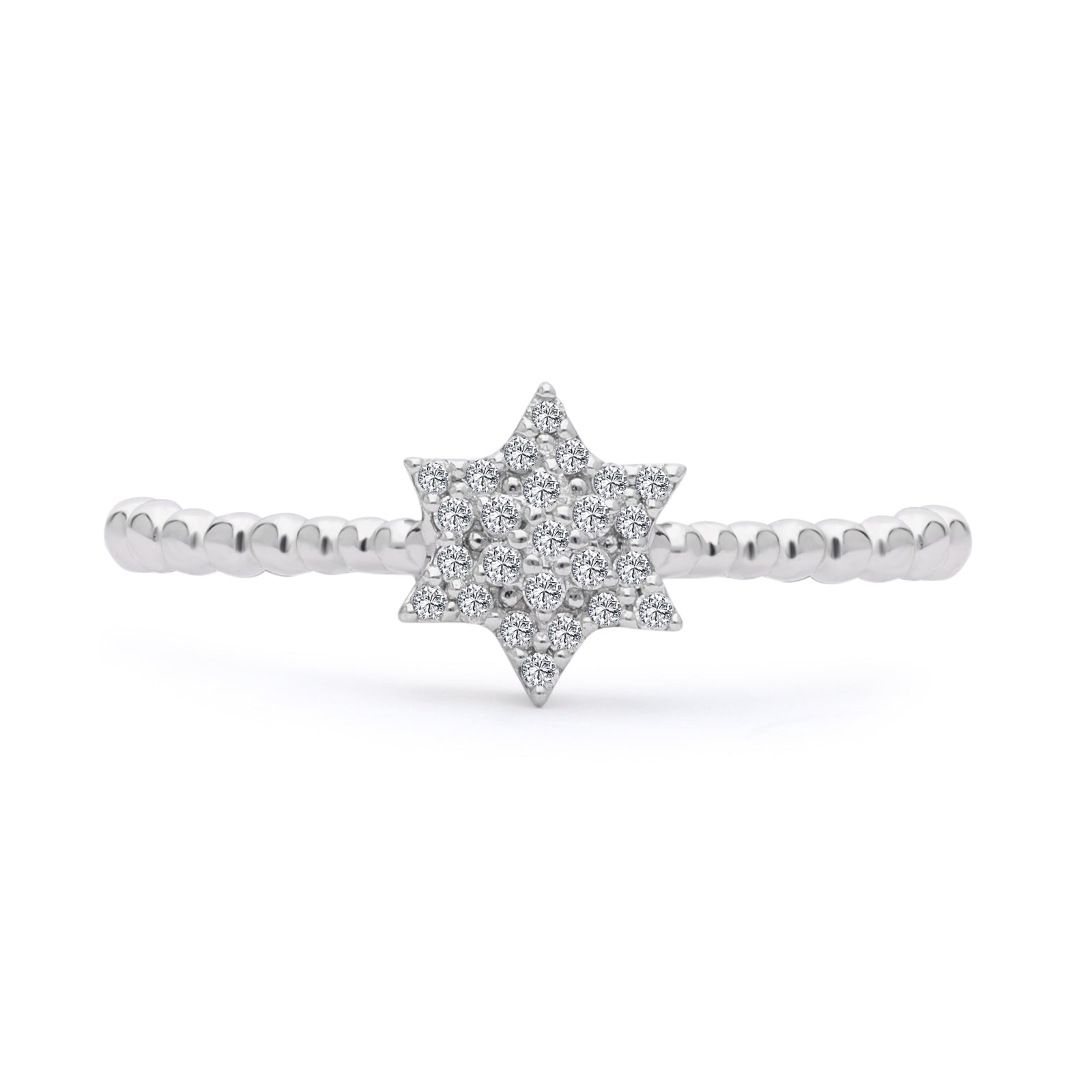 INEL R004550 DIN AUR ALB 14K FORMA STEA CU DIAMANTE - Bijuterii LA ROSA