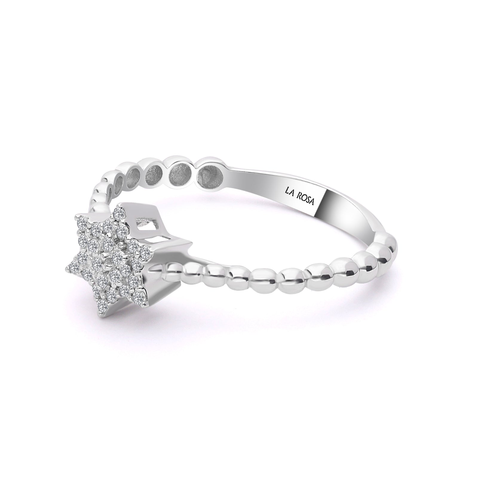 INEL R004550 DIN AUR ALB 14K FORMA STEA CU DIAMANTE - Bijuterii LA ROSA