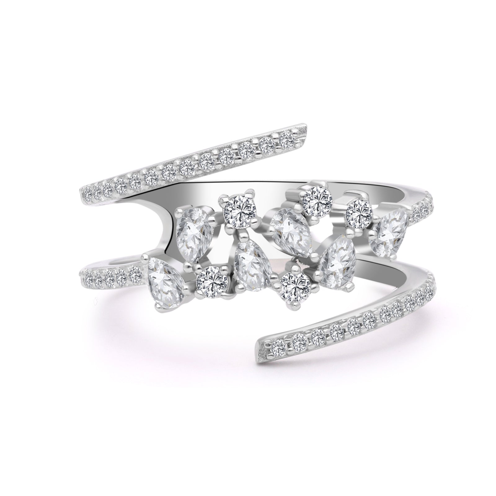 INEL R004740 DIN AUR ALB 14K CU DIAMANTE LACRIMA - Bijuterii LA ROSA