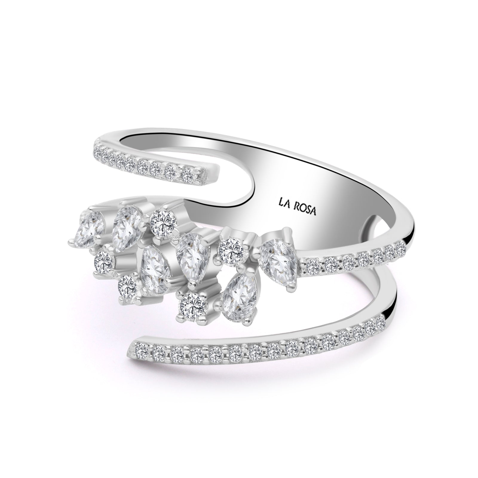 INEL R004740 DIN AUR ALB 14K CU DIAMANTE LACRIMA - Bijuterii LA ROSA