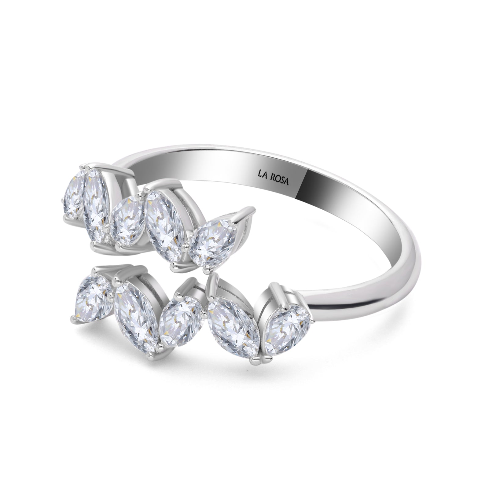 INEL R004927 DIN AUR ALB 14K CU DIAMANTE MARQUISE - Bijuterii LA ROSA