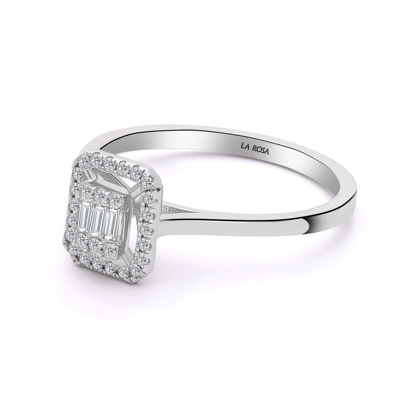 INEL R005815 DIN AUR ALB 14K FORMA DREPTUNGHIULARA CU DIAMANTE - Bijuterii LA ROSA