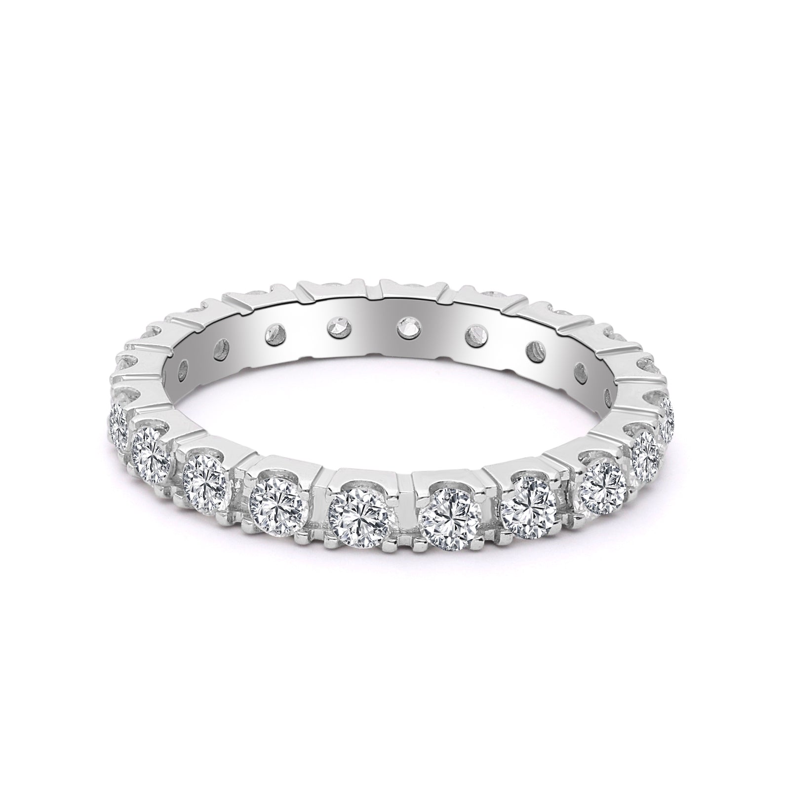 Inel Eternity R005898 din aur alb 14k cu diamante - Bijuterii LA ROSA