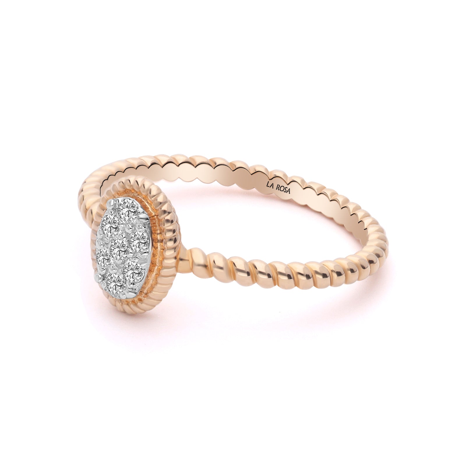 Inel R005934 din aur roz 14k forma ovala cu diamante - Bijuterii LA ROSA