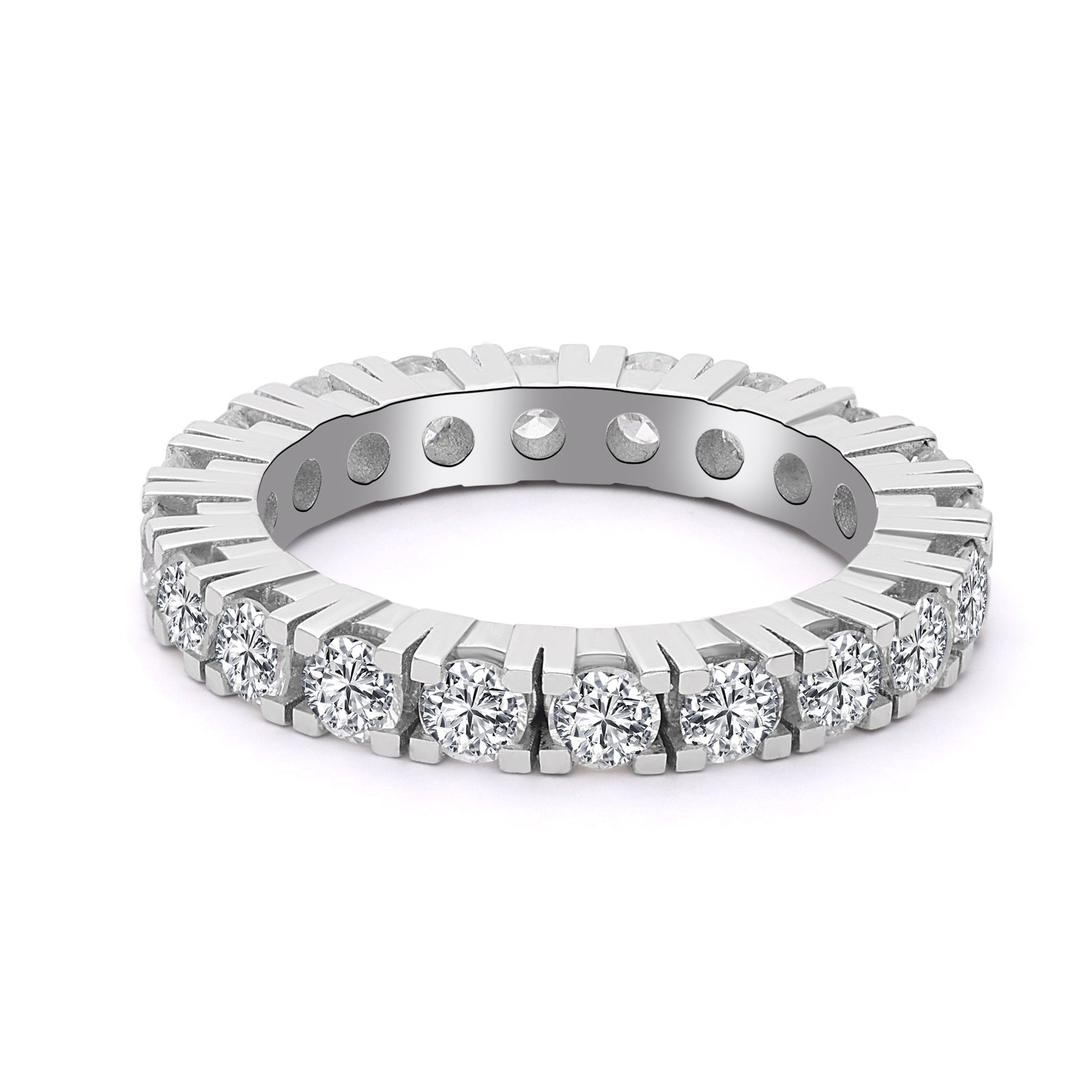 Inel Eternity R006108 din aur alb 14k cu diamante - Bijuterii LA ROSA