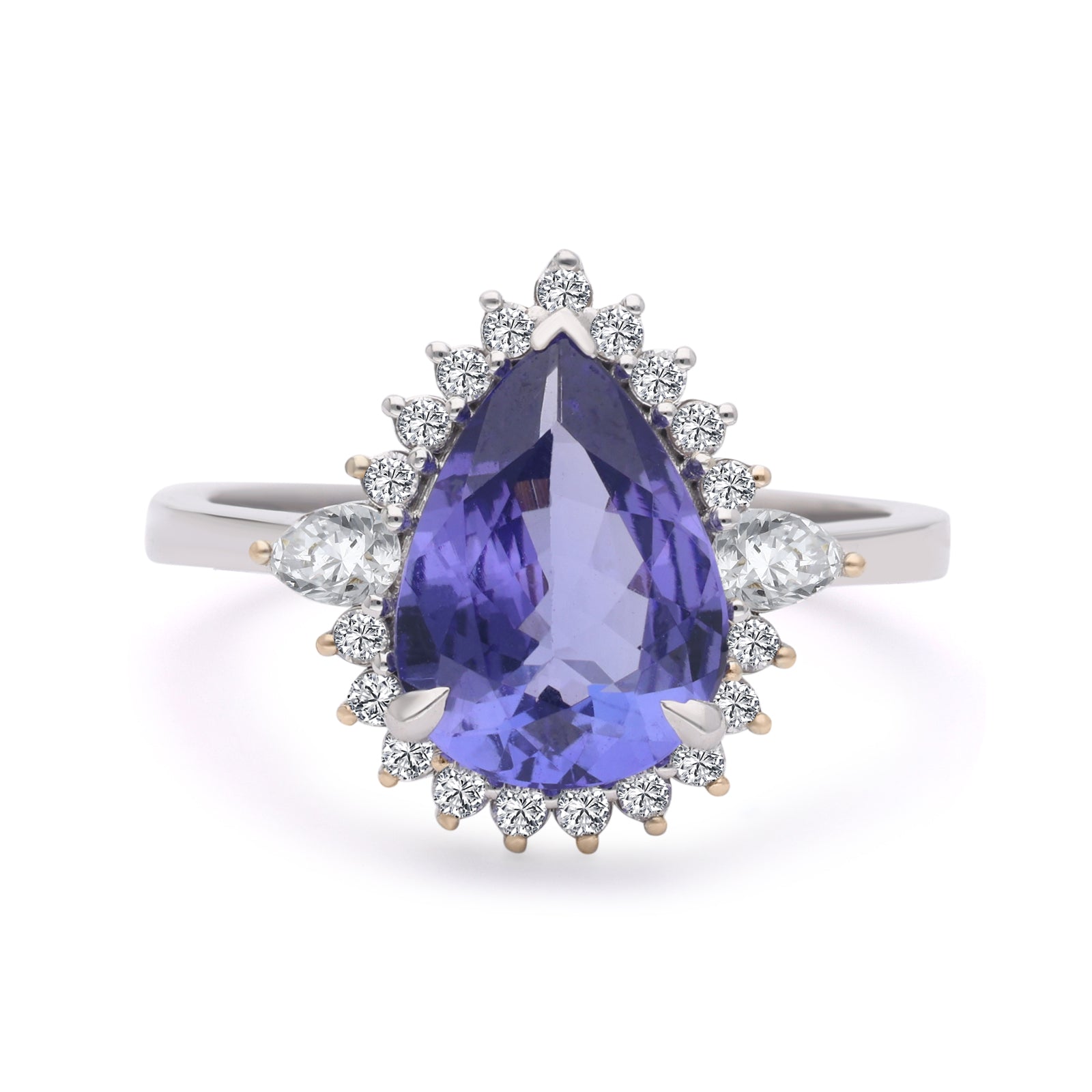 Inel R006122 aur alb 14k cu topaz 2.37ct si diamante naturale 0.17ct si 0.22ct