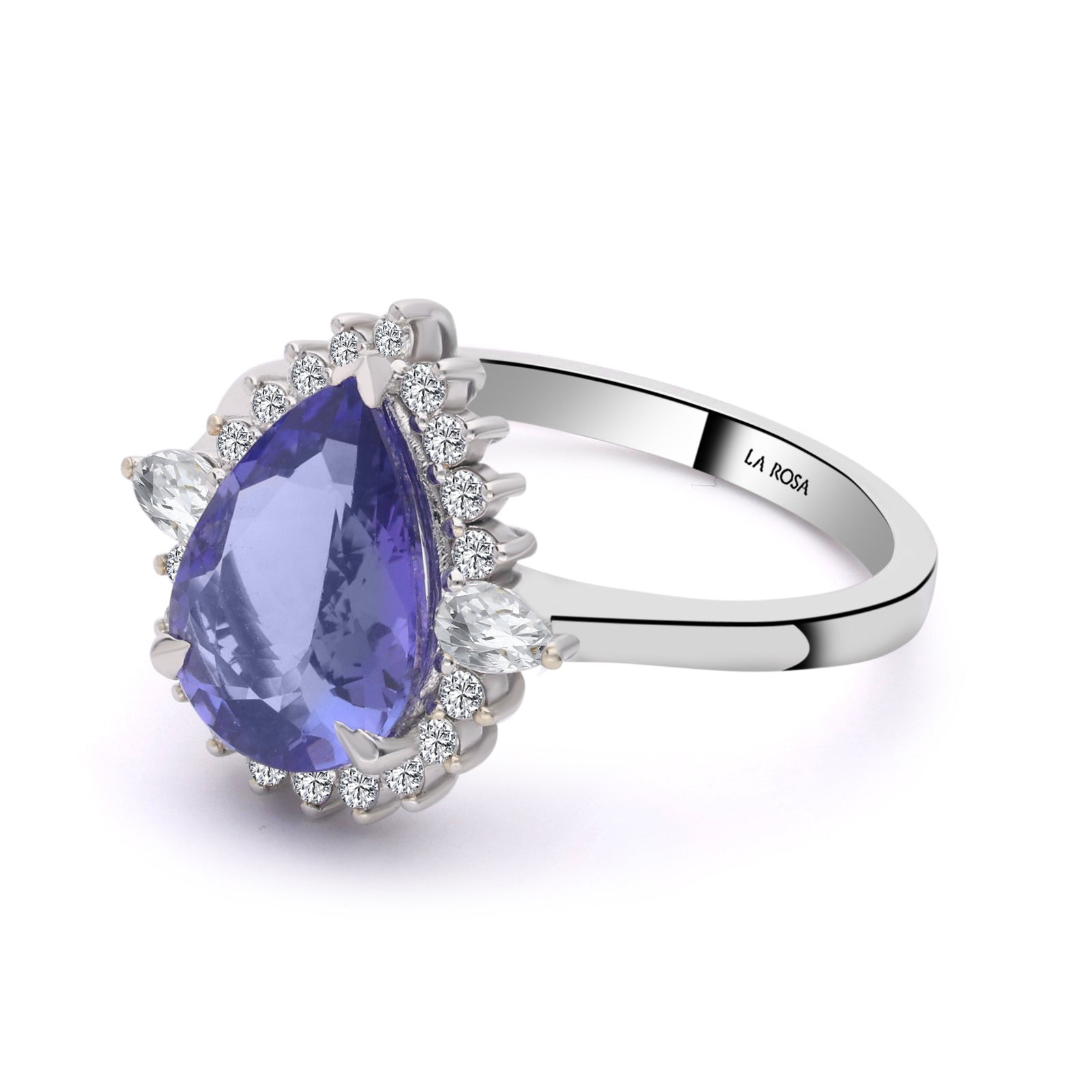 Inel R006122 aur alb 14k cu topaz 2.37ct si diamante naturale 0.17ct si 0.22ct