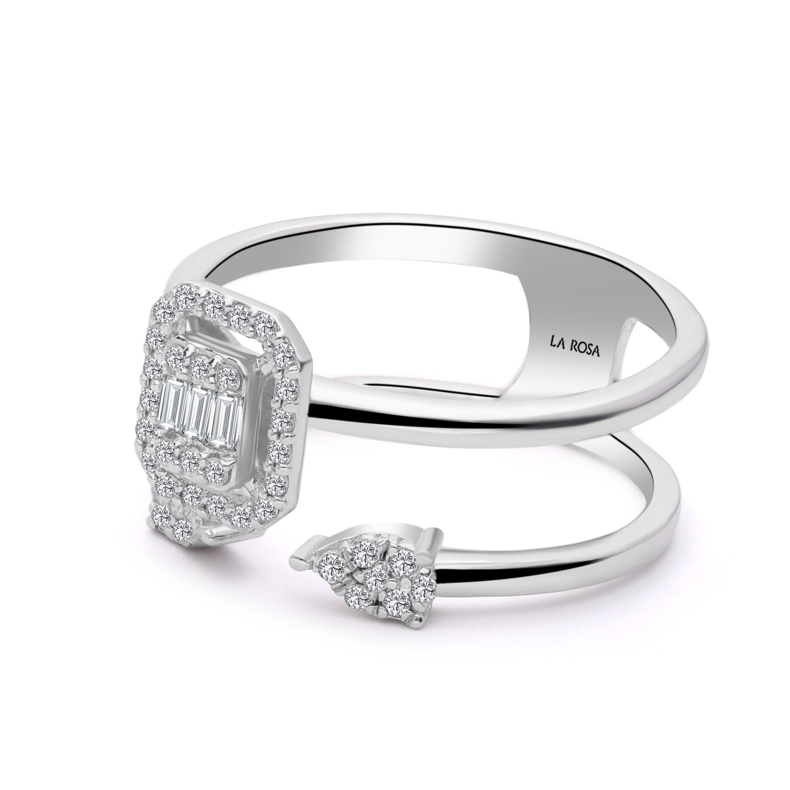 INEL DUBLU RING R006190 DIN AUR ALB 14K CU DIAMANTE - Bijuterii LA ROSA
