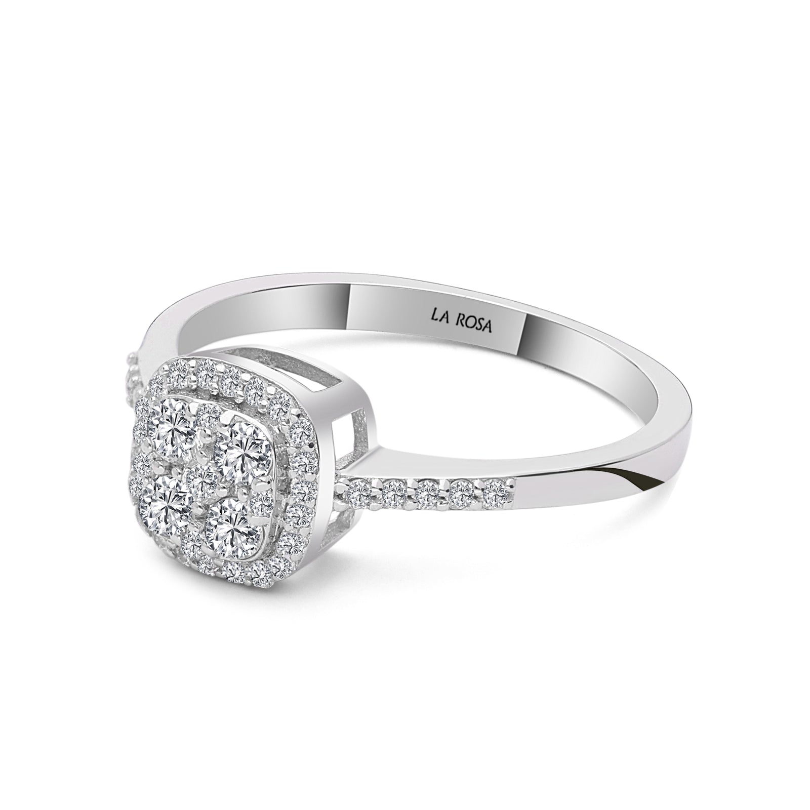 INEL R006306 DIN AUR ALB 14K FORMA PATRATA CU DIAMANTE - Bijuterii LA ROSA