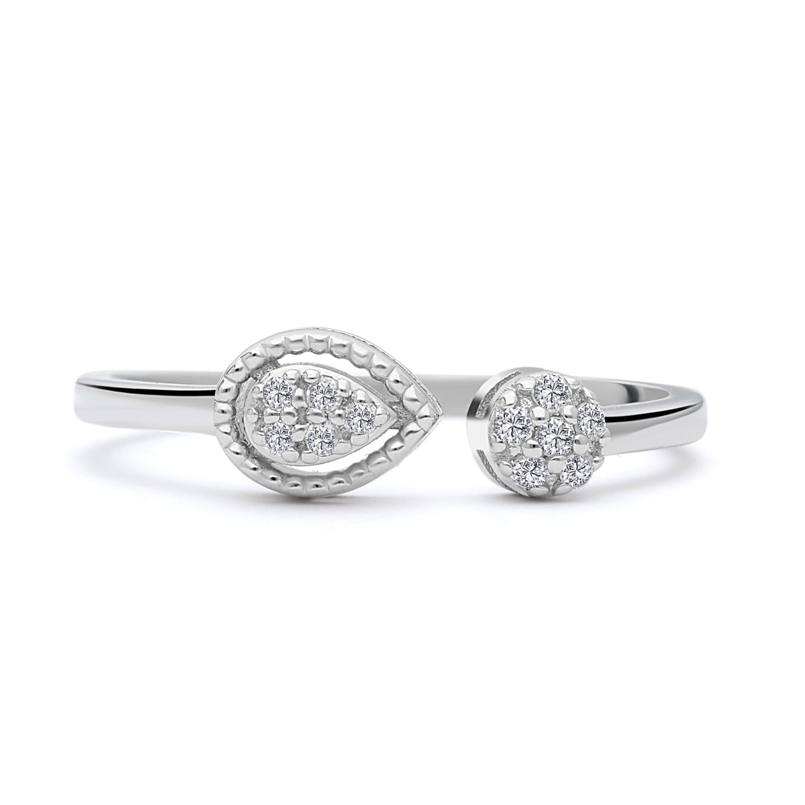 INEL R006397 DIN AUR ALB 14K FORMA LACRIMA CU DIAMANTE - Bijuterii LA ROSA