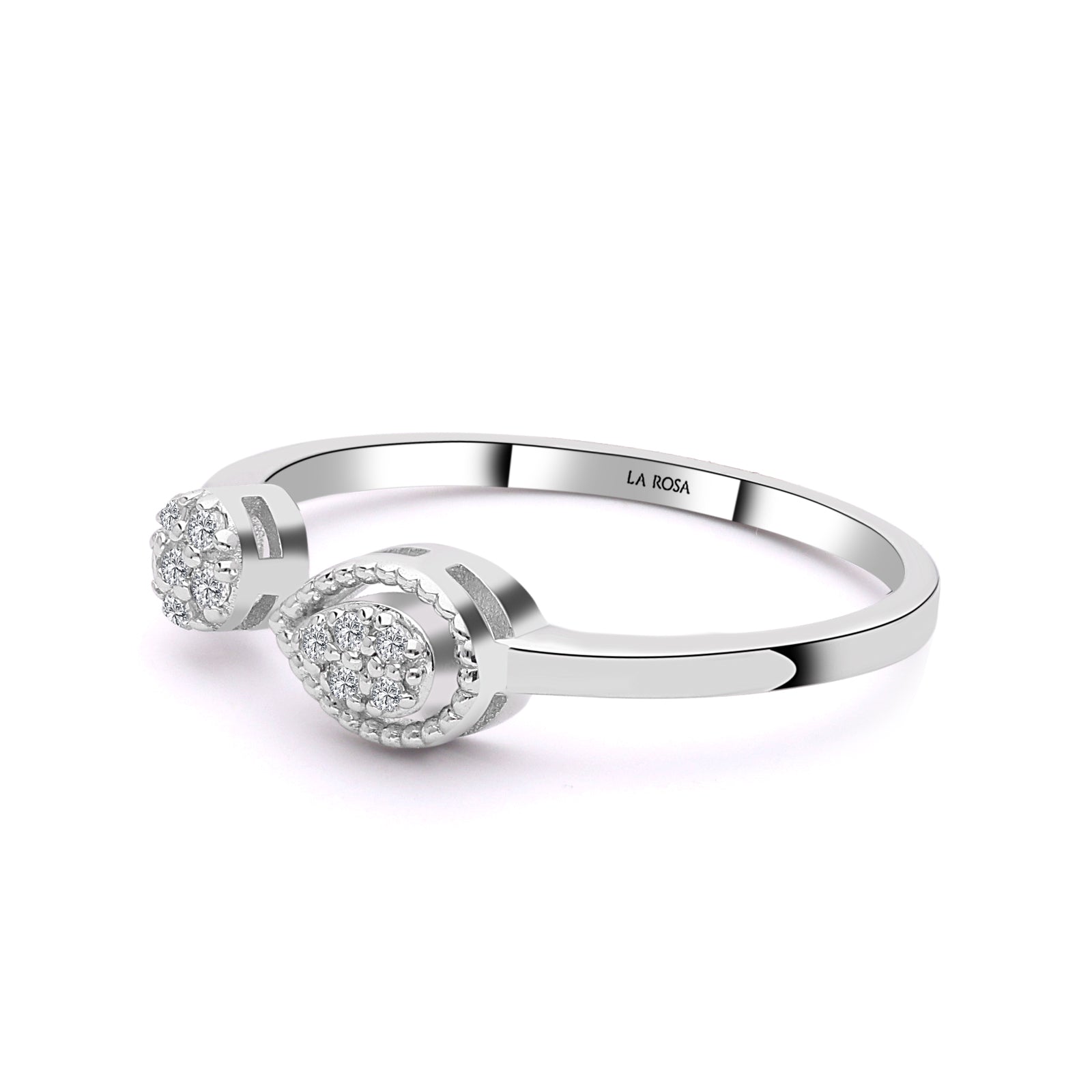 INEL R006397 DIN AUR ALB 14K FORMA LACRIMA CU DIAMANTE - Bijuterii LA ROSA
