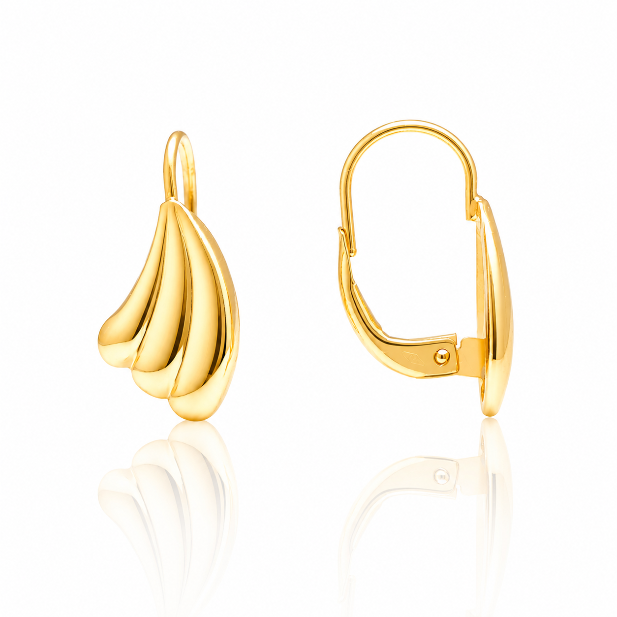 Cercei SORE016 cu design scoica din aur galben 14k