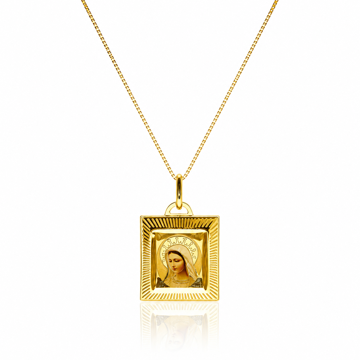 Colier SORN017 din aur galben 14k cu pandantiv Fecioara Maria