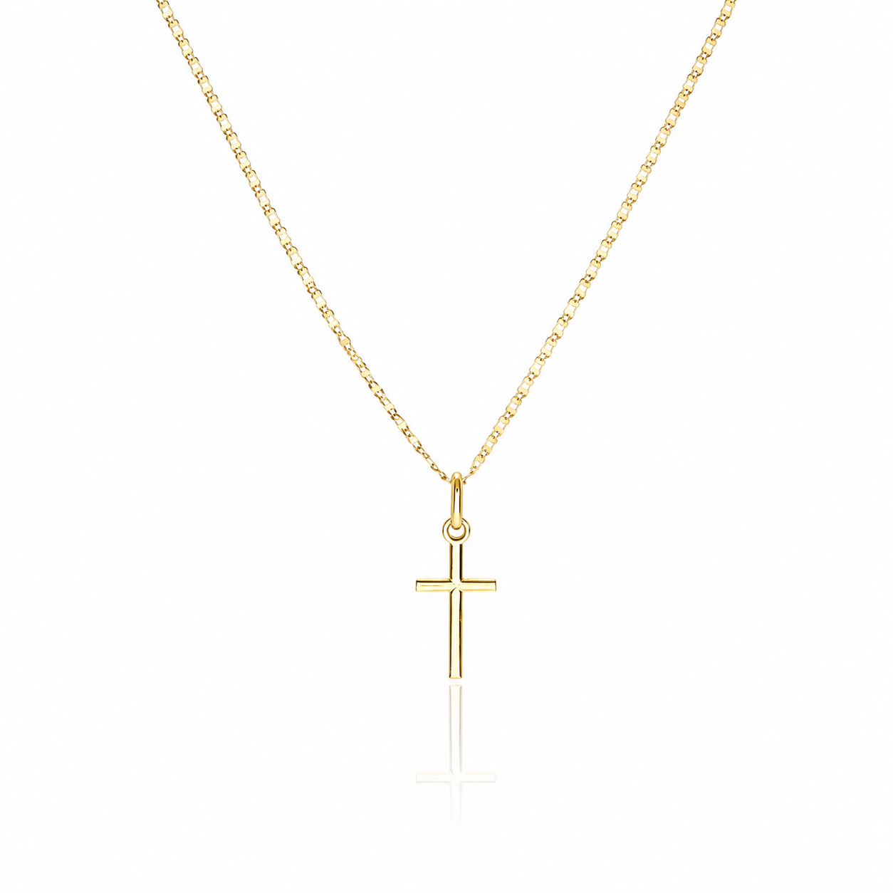 Colier SORN040 din aur galben 14k cu cruce minimalista