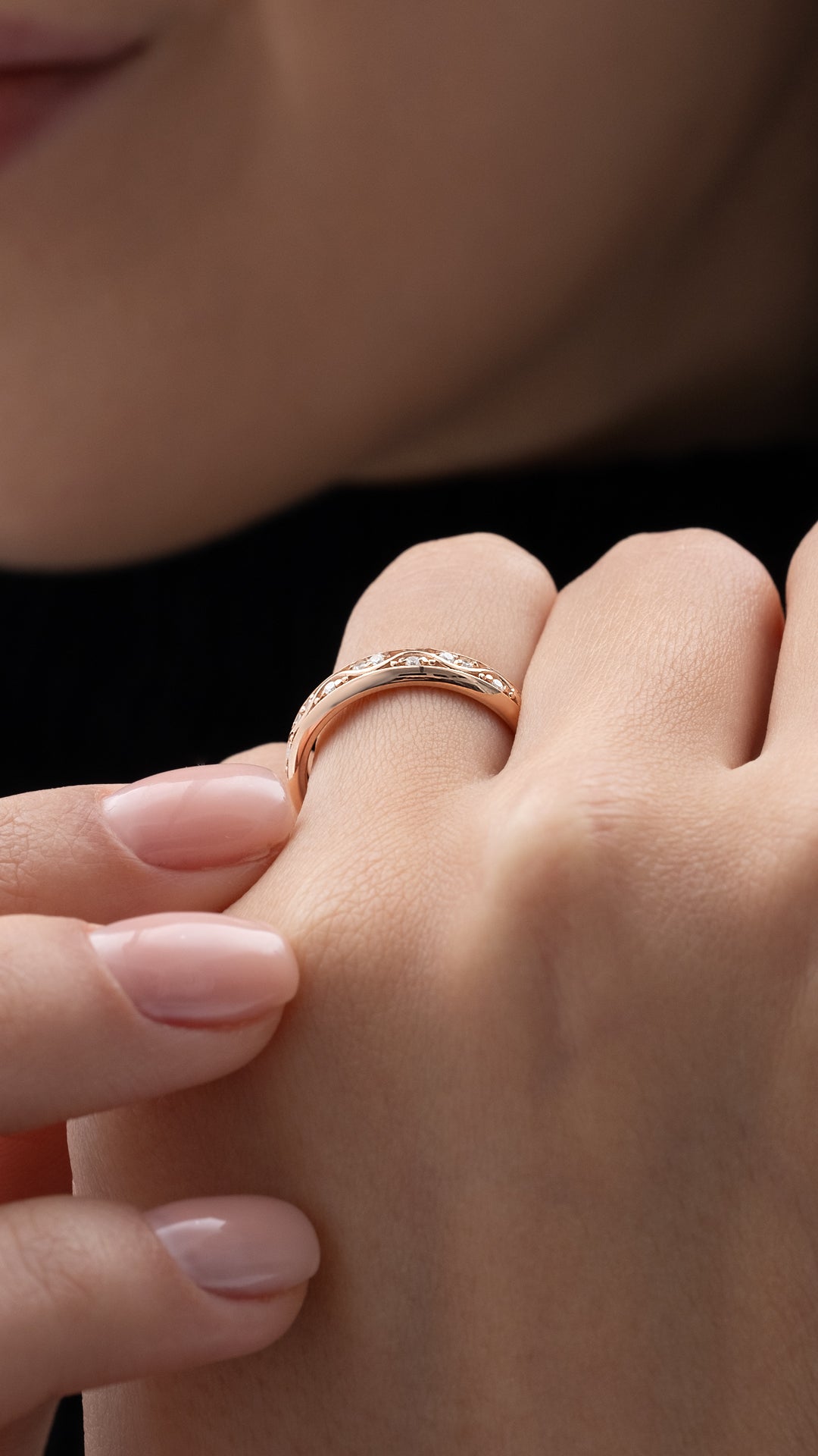 VERIGHETA CELESTIA DIN AUR ROZ CU DIAMANTE - Bijuterii LA ROSA