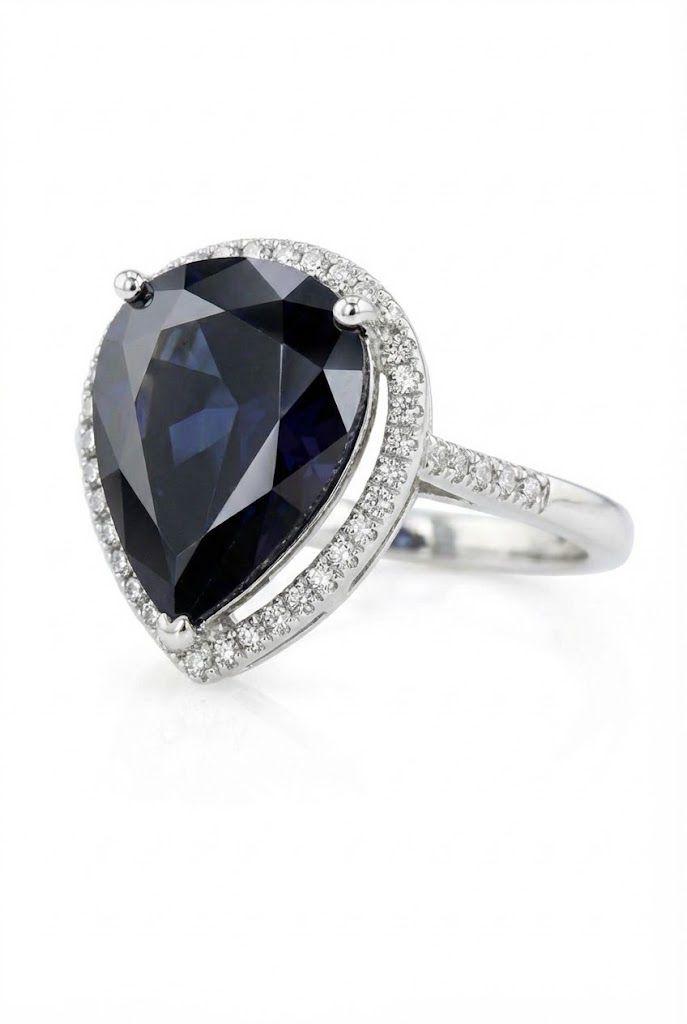 Inel LRSR518-SP din aur alb 18k cu safir 9.76ct si diamante naturale 0.22ct