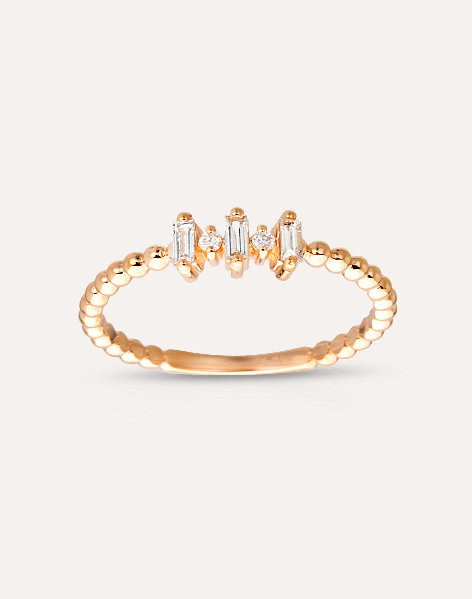 INEL YZ34284 DIN AUR ROZ 14K CU DIAMANTE BAGHETE - Bijuterii LA ROSA