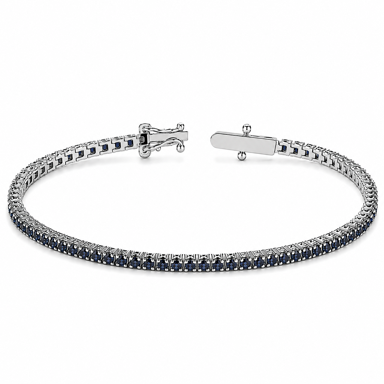 Bratara Tennis BOBR102 din aur alb 14k cu safire