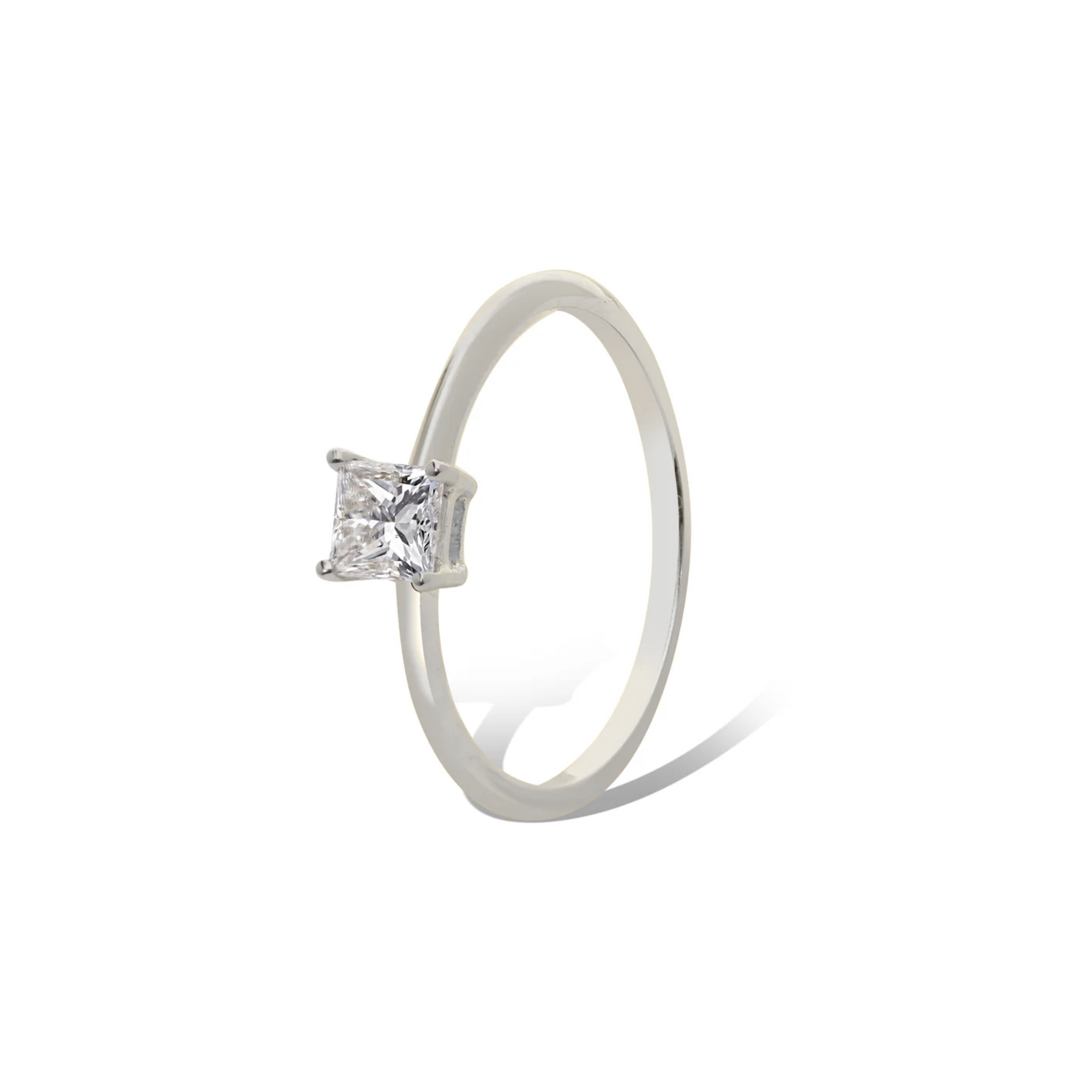 Inel de logodna Princess Cut din aur galben 14k cu Diamant Natural