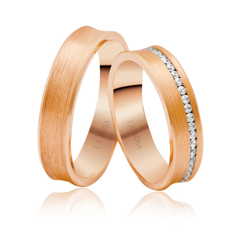 Verighete Lrsz018 din Aur Roz cu Diamante sau cu Cristale - Bijuterii LA ROSA