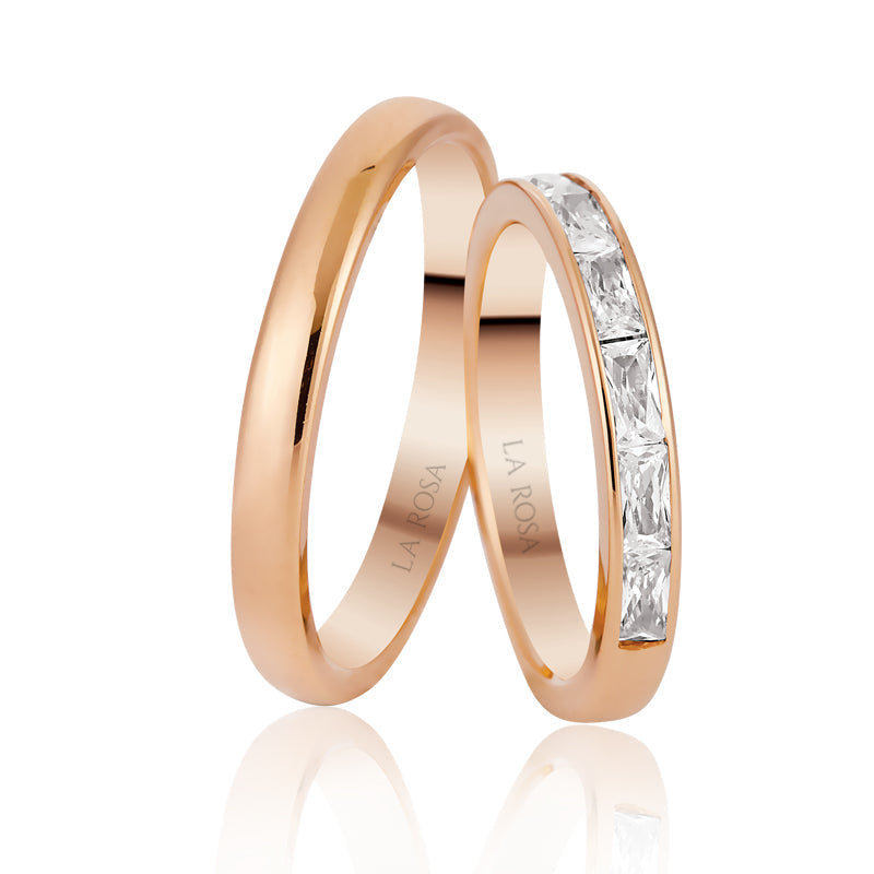 Verighete Lrsz010 din Aur Roz cu Diamante sau cu Cristale - Bijuterii LA ROSA