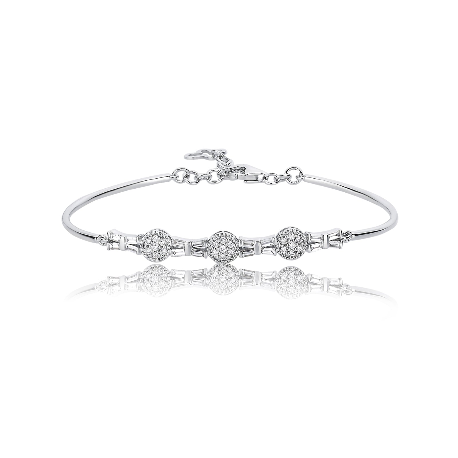BRATARA B000250 DIN AUR ALB 14K FORMA ROTUNDA CU DIAMANTE - Bijuterii LA ROSA