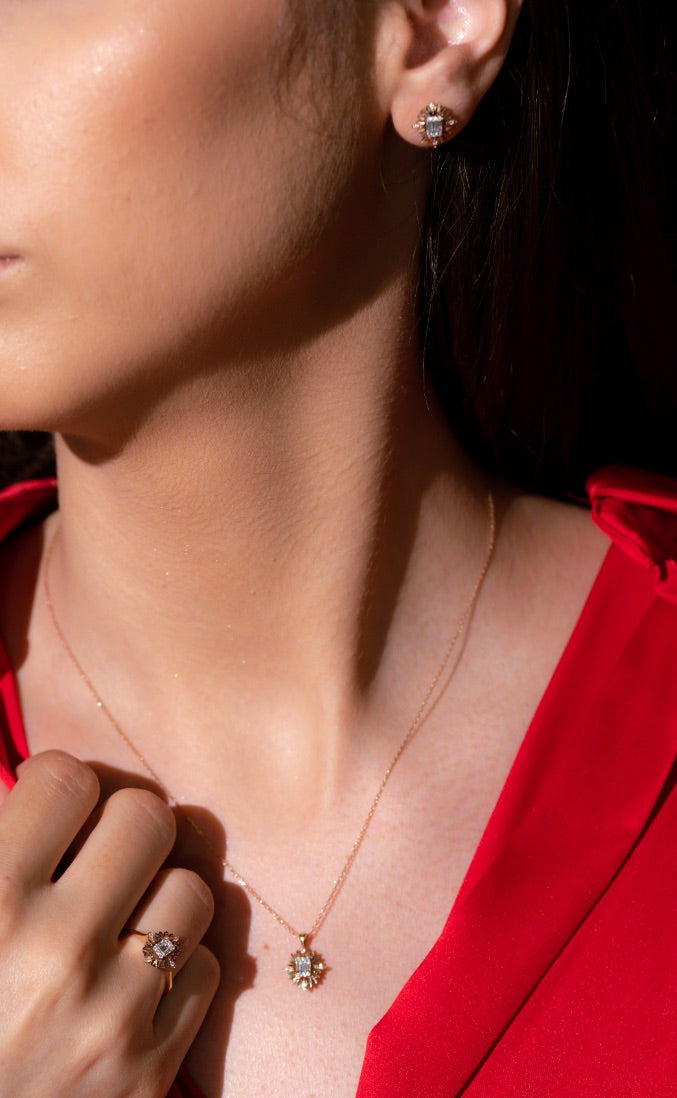 INEL R000898 DIN AUR ROZ 14K FORMA STEA CU DIAMANTE - Bijuterii LA ROSA - Verighete si Inele de Logodna, bijuterii cu diamante