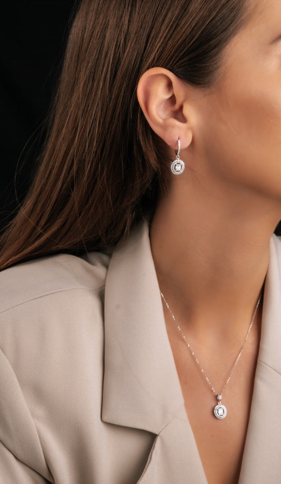 COLIER N000509 DIN AUR ALB 14K FORMA ROTUNDA CU DIAMANTE - Bijuterii LA ROSA - Verighete si Inele de Logodna, bijuterii cu diamante