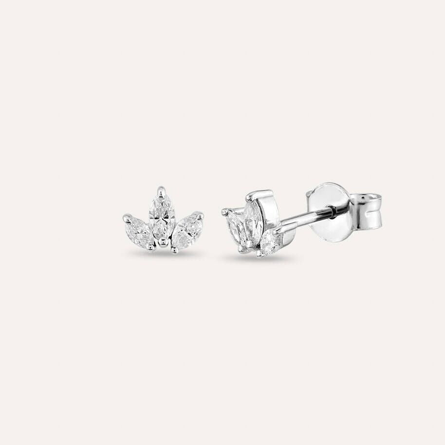Cercei E001075 din aur alb 14k cu diamante marquise - Bijuterii LA ROSA